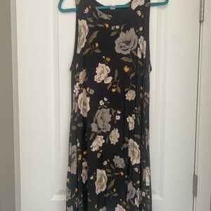 Old Navy Gray and Cream Floral Midi Dress